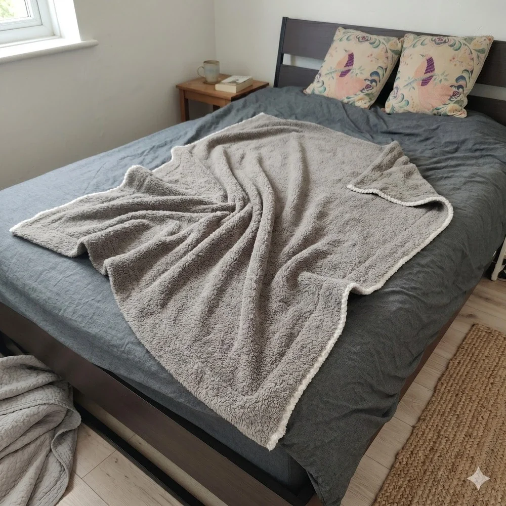 Barefoot Dreams CozyChic Blanket OS Gray Trim Throw Cozy‎ Minimalist Luxury